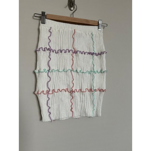 Hot & Delicious 2 Piece Top & Skirt Set Cream w/ Stripe Design - SIze Small - Picture 13 of 15